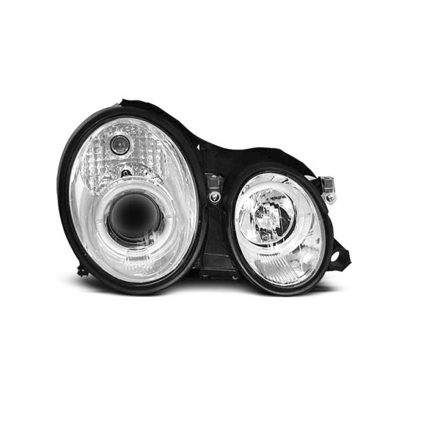 Фарове с ангелски очи хром за MERCEDES W208 CLK 03.97-04.02