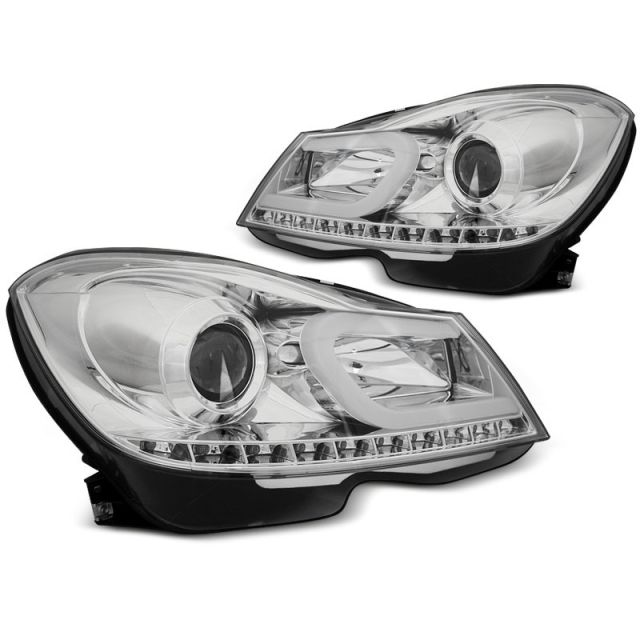 Фарове  TUBE LIGHT хром за MERCEDES W204 11-14