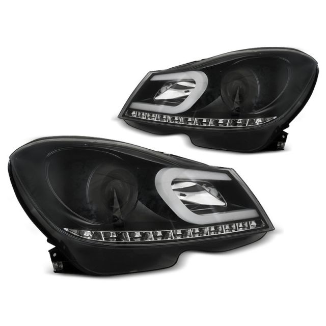 Фарове  TUBE LIGHT Черни за MERCEDES W204 11-14
