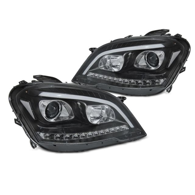 Фарове  TUBE LIGHT Черни SEQ за MERCEDES W164 ML M-KLASA 09-11