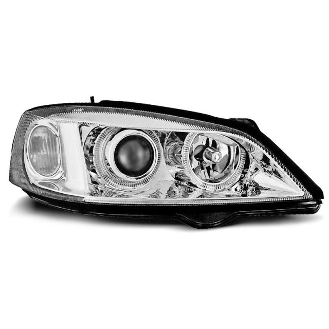 Фарове за OPEL ASTRA G 09.97-02.04 с ангелски очи хром