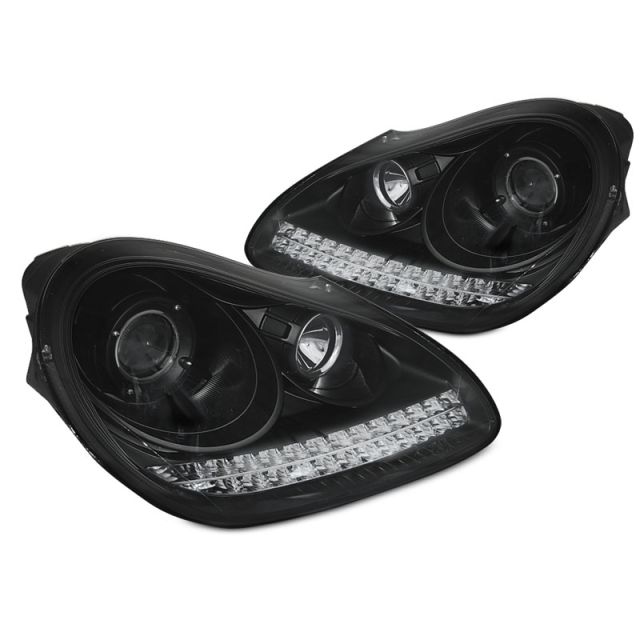PORSCHE CAYENNE 02-06 с дневни светлини Черни HID XENON