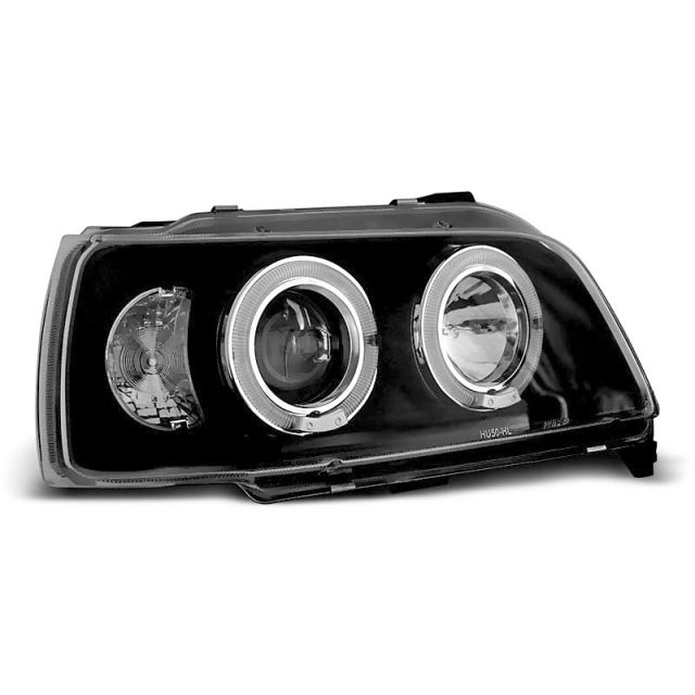 Фарове за RENAULT CLIO 06.90-95 с ангелски очи Черни