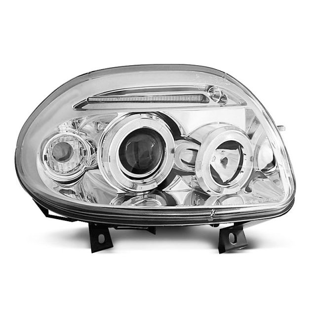 Фарове за RENAULT CLIO II 09.98-05.01 с ангелски очи хром