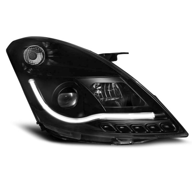 Фарове за SUZUKI SWIFT V 10-16  TUBE LIGHT Черни