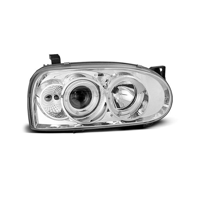 Фарове  с ангелски очи хром за VW GOLF 3 09.91-08.97