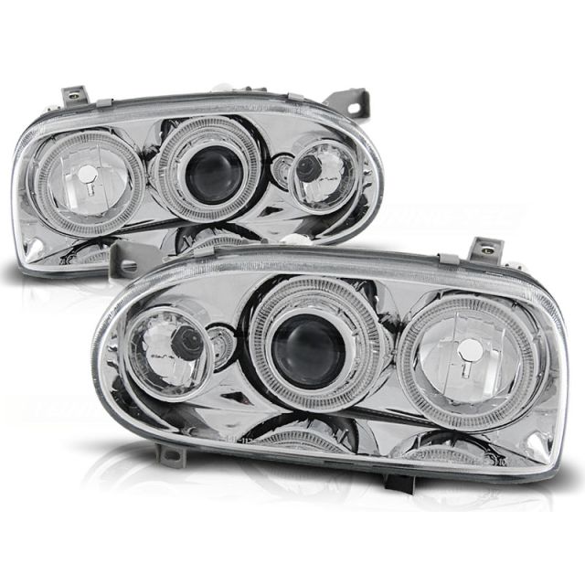 Фарове Ангелски очи Хром за VW GOLF 3 09.91-08.97