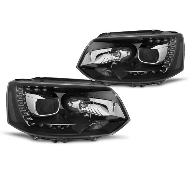 Фарове  TRUE DRL Черни за VW T5 2010-15