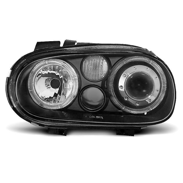 Фарове  с ангелски очи Черни за VW GOLF 4 09.97-09.03