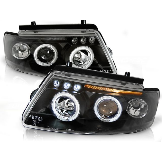 Черни Фарове с ангелски очи за VW PASSAT B5 3B 11.96-08.00