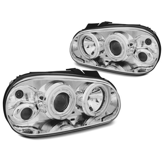 Фарове  с ангелски очи CCFL хром за VW GOLF 4 09.97-09.03