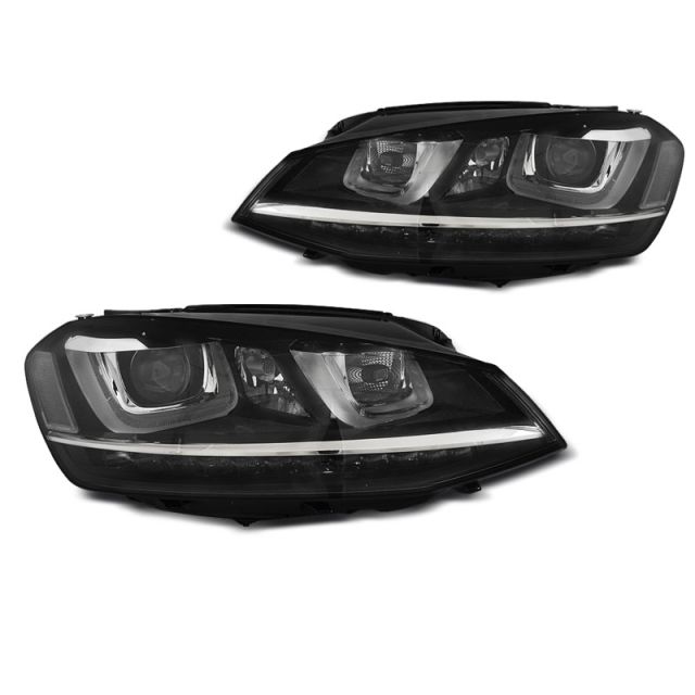 Фарове  U-LED LIGHT DRL Черни за VW GOLF 7 11.12-17