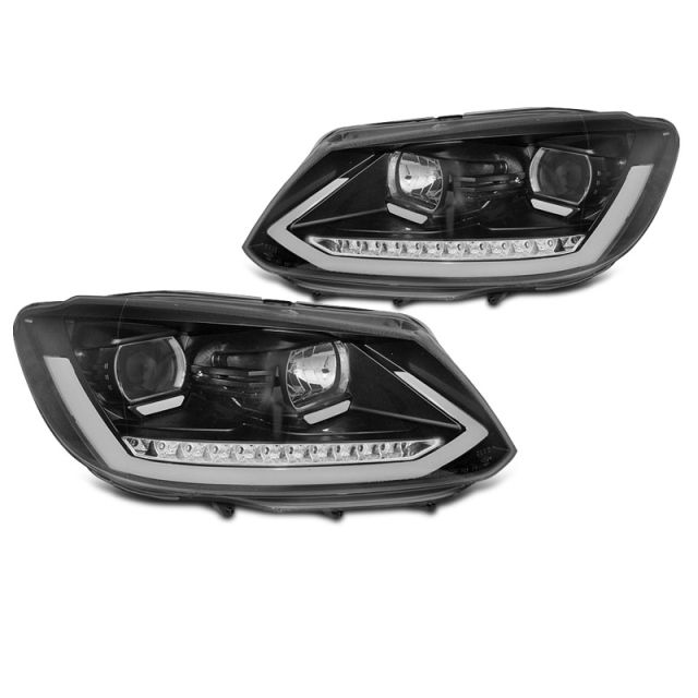 Фарове  TUBE LIGHT DRL Черни SEQ за VW TOURAN II 08.10-15
