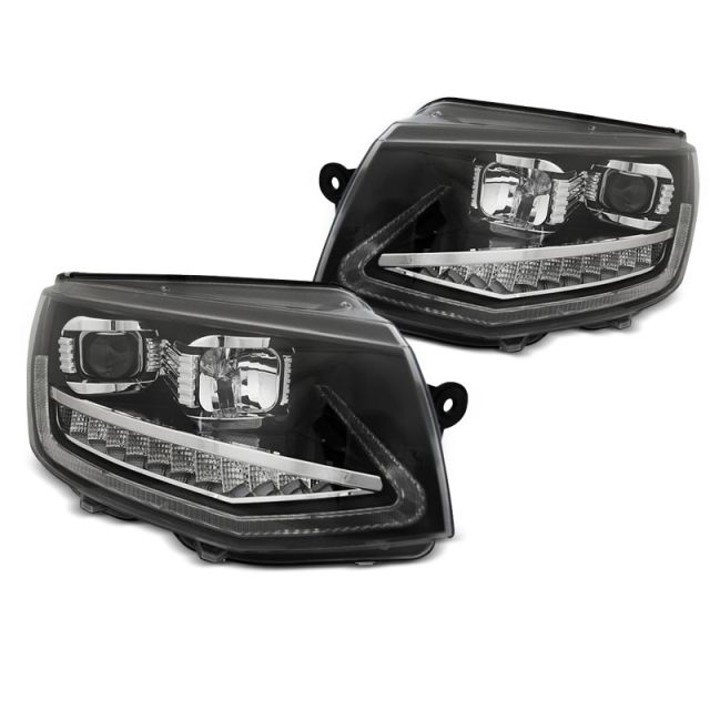 Фарове  TUBE LIGHT DRL Черни SEQ за VW T6 15-19