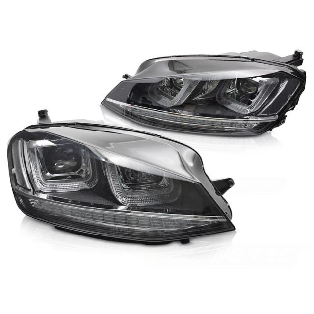 Фарове LIGHT с динамична светлина черни WITH Хром LINE за VW GOLF 7 13-17