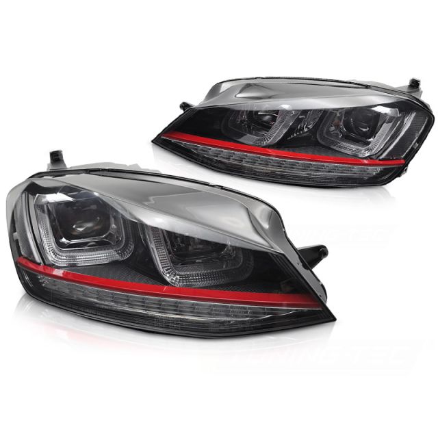 Фарове LIGHT с динамична светлина черни WITH RED LINE за VW GOLF 7 13-17