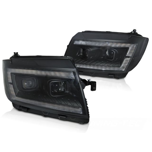 LED Фарове TUBE LIGHT черни DRL с динамична светлина за VW CRAFTER II 2017-