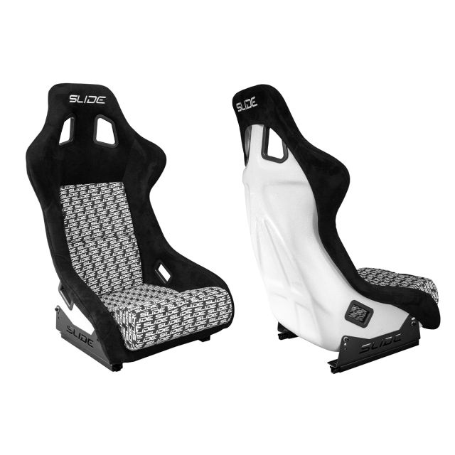 Състезателна седалка Slide - SLIDE KS2 - Черна алкантара с бял гръб