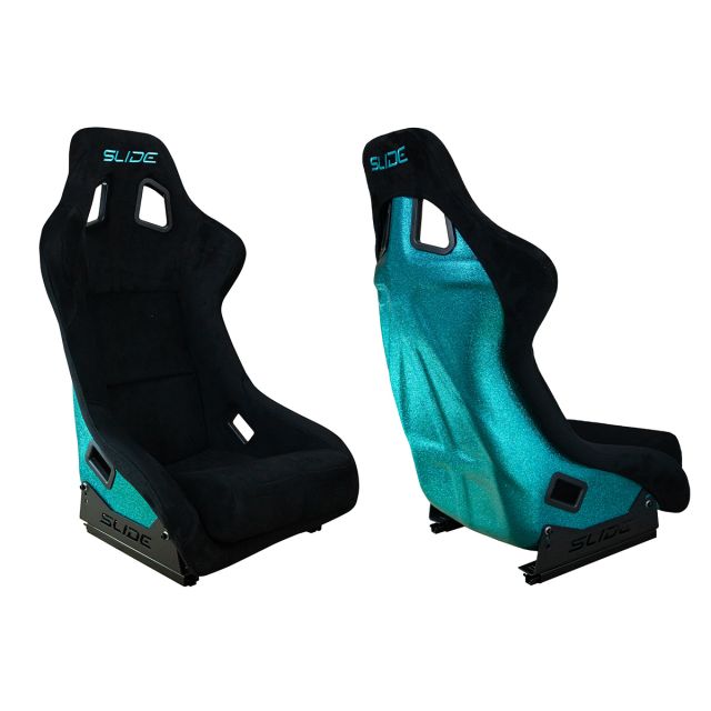 Състезателна седалка Slide - SLIDE KS2 - Черна алкантара с таюркоазов гръб