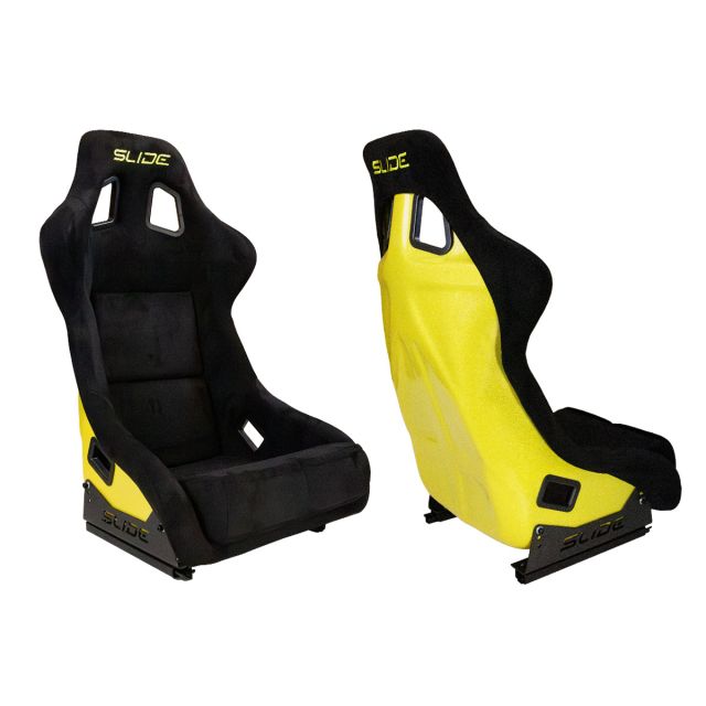 Състезателна седалка Slide - SLIDE KS2 - Черна алкантара с жълт гръб