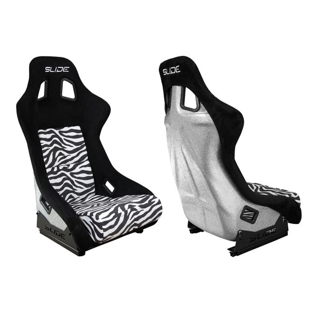 Състезателна седалка Slide - SLIDE KS2 Черна/зебра алкантара със сив гръб