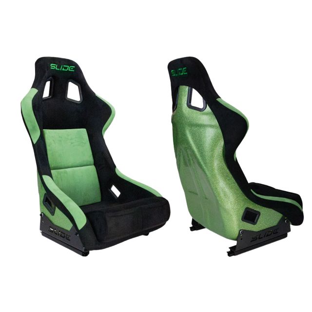 Състезателна седалка Slide - SLIDE KS2 - Зелено/речена алкантара със зелен гръб