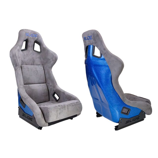 Състезателна седалка Slide - SLIDE KS2 - Сива алкантара със син гръб