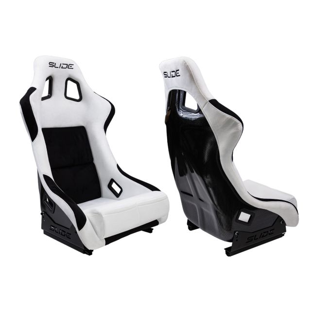 Състезателна седалка Slide KS2 Черно-бял велур с карбонов гръб