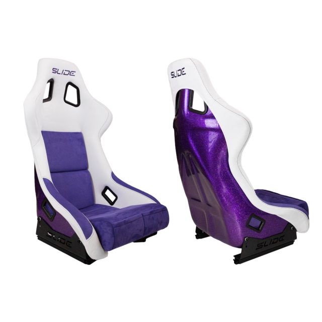 Състезателна седалка Slide - SLIDE KS2 - Бяла/лилава алкантара с лилав гръб