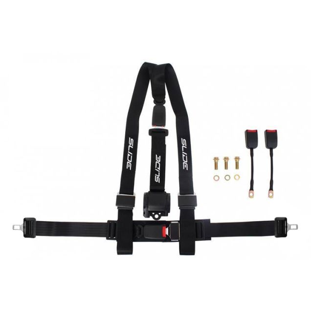 Състезателен колан 3-точков 2" - черен с хомологация E4