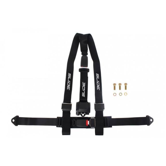 Състезателен колан 3-точков 2" - черен с хомологация E4