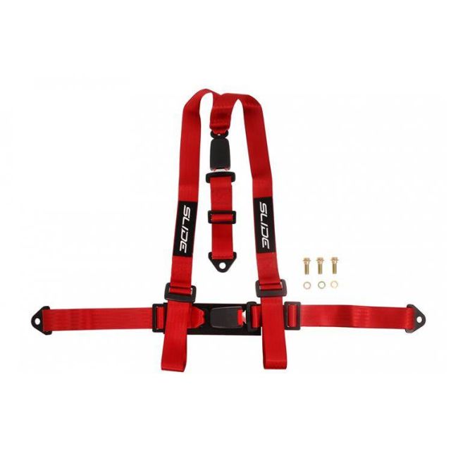 Състезателен колан 3-точков 2" - червен с хомологация E4