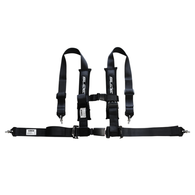 Състезателен колан Slide 4-точков 2" - черен с одобрение E4