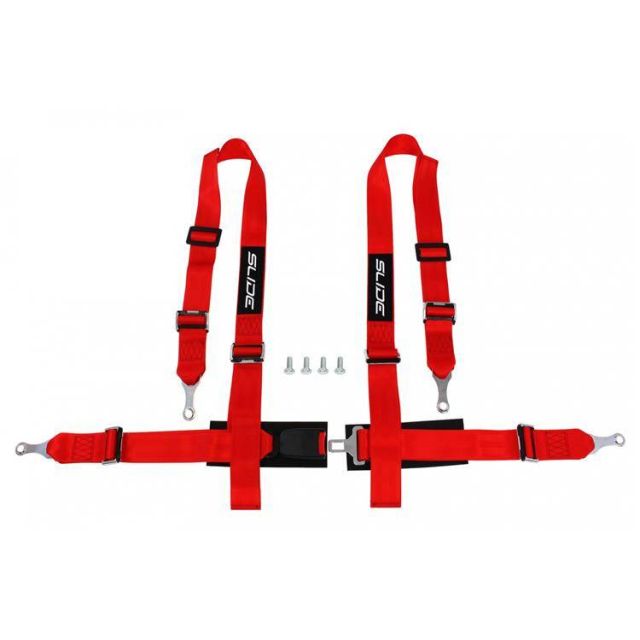 Състезателен колан Slide 4-точков 2" - червен