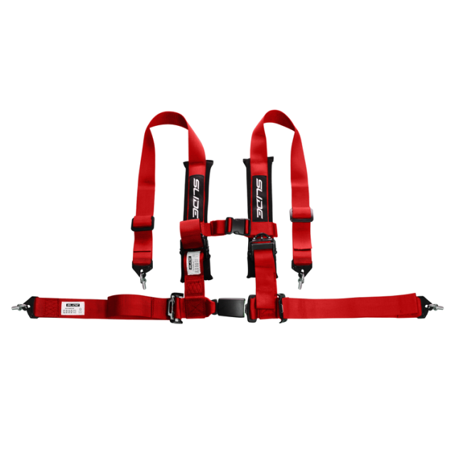 Състезателен колан Slide 4-точков 2" червен с одобрение E4