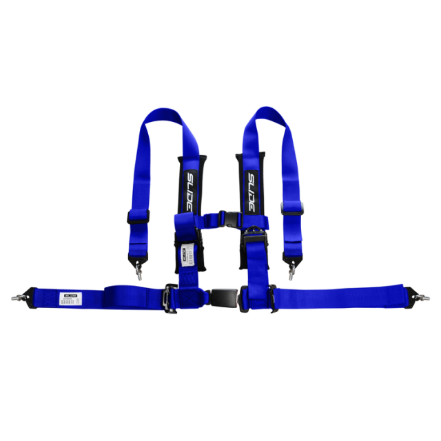 Състезателен колан Slide 4-точков 2" син с одобрение E4