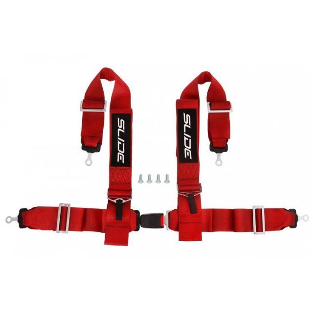 Състезателен колан Slide 4-точков 2" - червен
