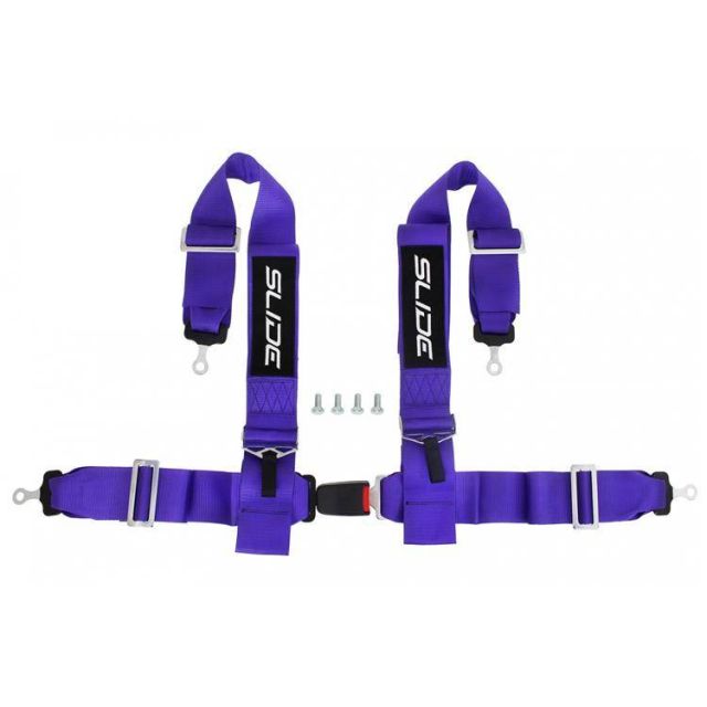 Състезателен колан Slide 4-точков 2" - лилав