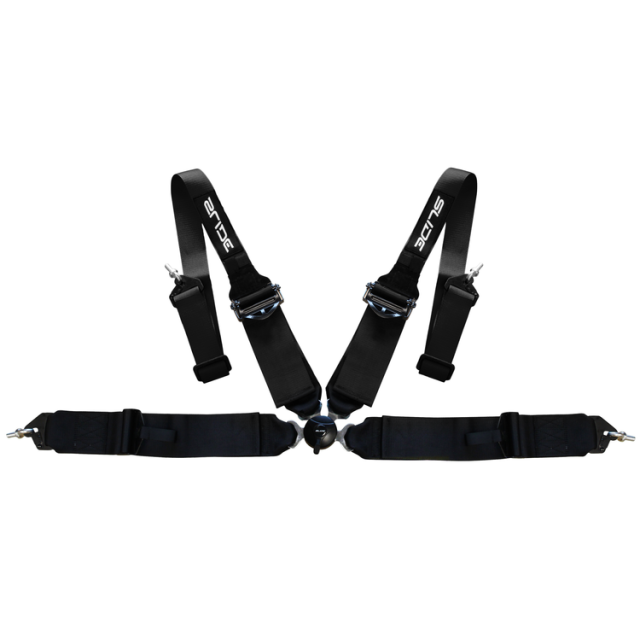 Състезателен колан Slide 4-точков 3" с бързо разкопчаване - черен