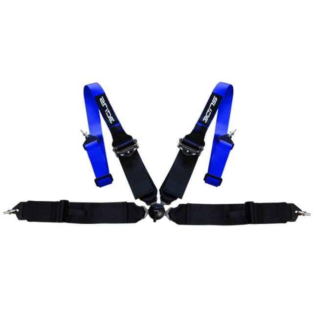 Състезателен колан Slide 4-точков 3" с бързо разкопчаване - синьо/черно