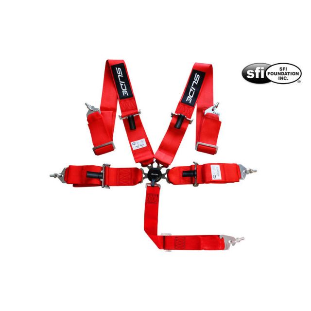 Състезателен колан Quick 5p 3" - червен с одобрение SFI