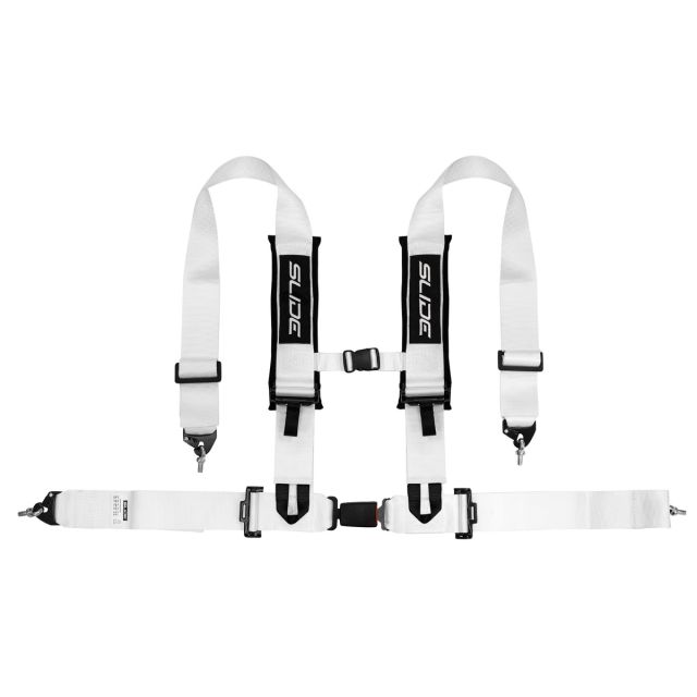 Състезателен колан V2 4-точков 3" с E4 - бял