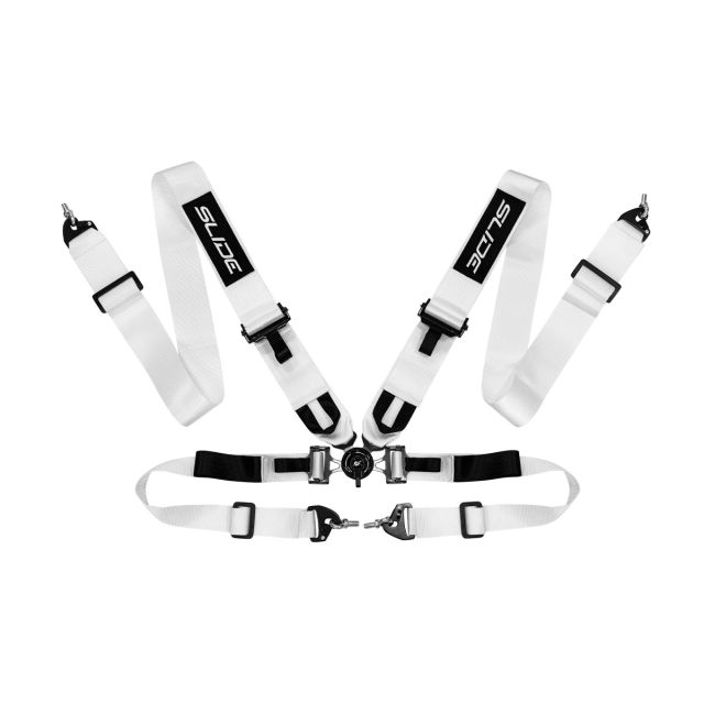 Състезателен колан V2 4-точков 3" бърз - бял