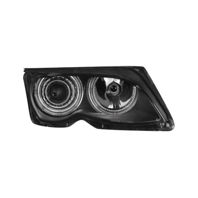 Кристални фарове с лупи и Angel eyes BMW E46 Черни Sedan 2001-2005г.